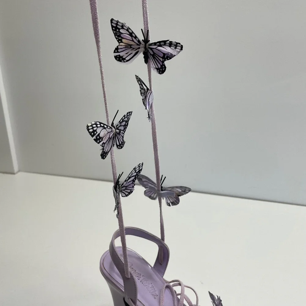 Sugar Thrillz Butterfly Platform Lace Up Heels Purple Lavender Fairy Club Sexy 7